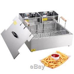 5000W 20L Electric Countertop Deep Fryer Fry Basket Home Commercial Restaurant