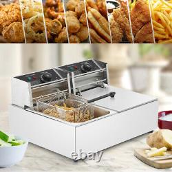 5000W Electric Deep Fryer Dual Tank Stainless Steel Home Commercial Restaurant