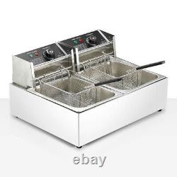 5000W Electric Deep Fryer Dual Tank Stainless Steel Home Commercial Restaurant