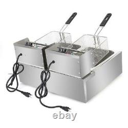5000W Stainless Steel Deep Double Cylinder Electric Fryer Commercial Restaurant