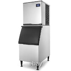 500Lbs/24H Commercial Ice Maker Machine Cafes 350Lbs Storage Bin Digital Control