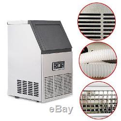 50kg Auto Commercial Ice Maker Cube Machine Stainless Steel Bar 110Lbs 230W 110V