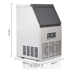 50kg Auto Commercial Ice Maker Cube Machine Stainless Steel Bar 110Lbs 230W, 110V