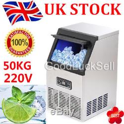 50kg Auto Commercial Ice Maker Cube Machine Stainless Steel Bar 110Lbs 230W 220V