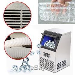 50kg Auto Commercial Ice Maker Cube Machine Stainless Steel Bar 110Lbs 230W 220V