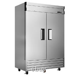 54 Commercial Reach In Freezer Stainless Steel 2 Solid Door 49 Cu. Ft Restaurant