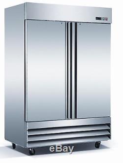 54 Commercial Upright Reach In 2 Door Stainless Steel Restaurant Refrigerator