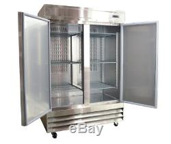 54 Commercial Upright Reach In 2 Door Stainless Steel Restaurant Refrigerator