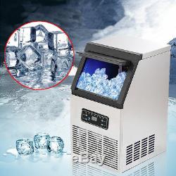 60KG/132Lbs Commercial Bar Ice Maker Cube Machine Stainless Steel 110V USA STOCK