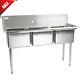 60 3-compartment Stainless Steel Commercial Pot & Pan Sink Without Drainboards