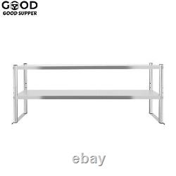 60'' x 12'' Commercial Stainless Steel Kitchen Prep Table with Double Overshelf