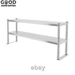60'' x 12'' Commercial Stainless Steel Kitchen Prep Table with Double Overshelf