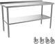 60'' X 24'' Stainless Steel Prep Table Commercial Work Table With Wheels Silver