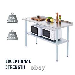 60x24 Stainless Steel Kitchen Table with Shelf Backsplash Commercial Prep Table
