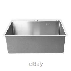 60x45cm Stainless Steel Top Mount Single Bowl Basin Kitchen Sink Commercial