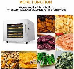 6 Tier Food Dehydrator, Stainless Steel-Fruit Jerky Meat Dryer Blower Commercial