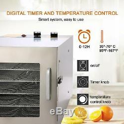 6-Tray Stainless Steel Commercial Industrial Home Food Fruit Dehydrator Kitchen