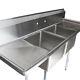 72 Stainless Steel 2 Compartment Commercial Restaurant Sink Two Drainboards Nsf