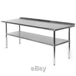 72 x 24 Stainless Steel NSF Commercial Kitchen Prep Work Table with Backsplash
