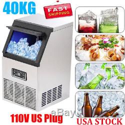 88Lbs Auto Commercial Ice Cube Maker Machines Stainless Steel Bar 110V 200W USA