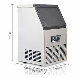 90Lbs Auto Commercial Ice Cube Maker Machine Stainless Steel Bar Drink 200W 40KG