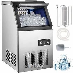 90lbs Built-in Commercial Ice Maker Stainless Steel Bar Restaurant Ice Cube