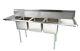 91 3-compartment Stainless Steel Commercial Pot And Pan Sink With 2 Drainboards