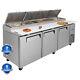 93'' Commercial Refrigerated Pizza Prep Table 3 Door Stainless Steel 30.8 Cu. Ft
