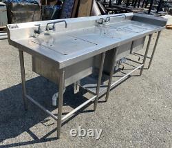 9-1/2ft Aerospec Stainless Steel Sink Commercial 3 Basin 2 Faucet NSF CAN SHIP