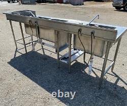 9-1/2ft Aerospec Stainless Steel Sink Commercial 3 Basin 2 Faucet NSF CAN SHIP