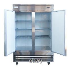 A. C. E. Commercial Reach-In Refrigerator Stainless-Steel Double Solid Door 47CuFt