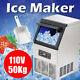 Auto Commercial Ice Cube Maker Machine Stainless Steel Bar 110v 230w Us 110lbs