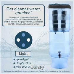 Berkey Light Water Filter Purification Sys w 2 Black Filters w Warranty