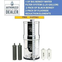 Big Berkey 2.25 Gal Water Filter System w 2 Black Filters & 2 Fluoride Filters