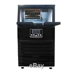 Black 99LBS Commercial Ice Maker Machines Cube Stainless Steel Bar Restaurant