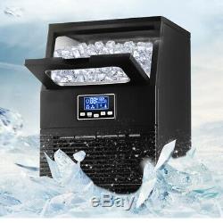 Black 99LBS Commercial Ice Maker Machines Cube Stainless Steel Bar Restaurant