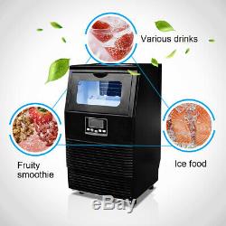 Black 99LBS Commercial Ice Maker Machines Cube Stainless Steel Bar Restaurant US
