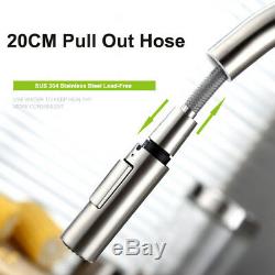 Brushed Nickel Pull Out Sensor Commercial Kitchen Sink Faucet Touch Control Tap