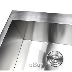 Brushed Stainless Steel Single Bowl Commercial Style Top Mount Kitchen Sink