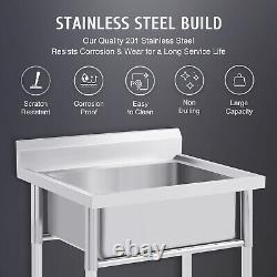 Catering Sink Commercial Stainless Steel Kitchen Single Bowl Drainer Unit & Tap