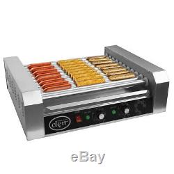 Clevr Commercial Hotdog Machine 11 Roller and 30 Hot Dog Grill Cooker Warmer