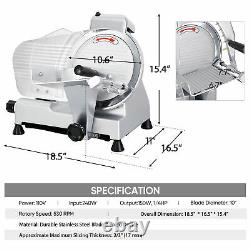 Commercial 10'' Stainless Steel Electric Meat Slicer Blade Bread Cutter Kitchen