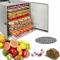 Commercial 10 Tray Stainless Steel Food Dehydrator 55L Fruit Meat Jerky Dryer