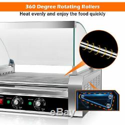 Commercial 11 Roller 30 Hot Dog Grill Cooker Machine Stainless steel With cover CE