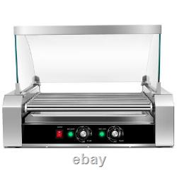 Commercial 11 Roller 30 Hot Dog Grill Cooker Machine Stainless steel With cover CE