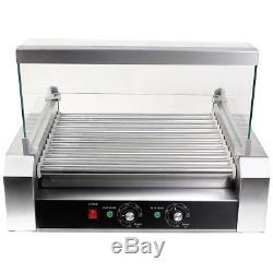 Commercial 11 Roller 30 Hot Dog Grill Cooker Machine With cover CE Stainless steel
