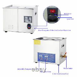 Commercial 15L Stainless Steel Heated Ultrasonic Cleaner with Digital Timer 110V