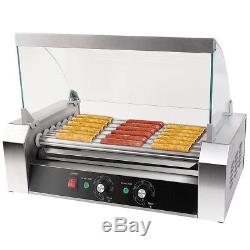 Commercial 18 Hot Dog Grill Cooker Machine 7 Roller With cover Stainless steel