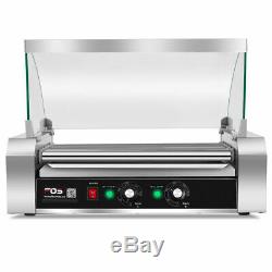 Commercial 18 Hot Dog Grill Cooker Machine Stainless steel 7 Roller With cover