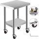 Commercial 18x24stainless Steel Work Prep Table With 4 Wheels Kitchen